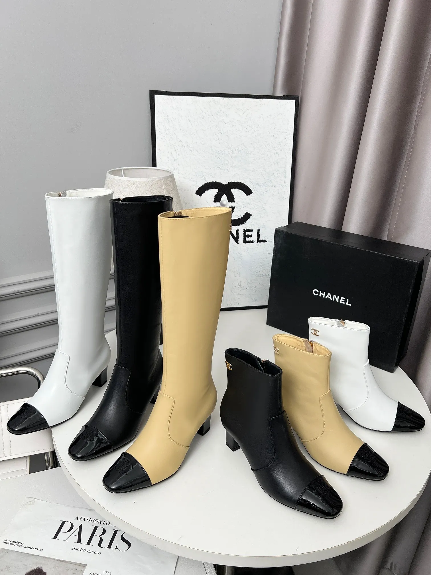 👟👟Ex-factory price 700👟👟 Genuine leather sole +30 Chanel/Chanel double C high-heeled fashion boots, fabric: Xiaoxiang special cowhide:, lining: sheepskin; color: black, white; apricot; code number: 5-40 (customized 41, non-refundable), 16-inch high boots